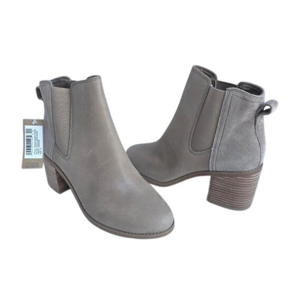 TOMS Evelyn Chelsea Ankle‎ Boots Sustainable Suede Leather Dune Brown Size 7 NWT - Picture 2 of 9